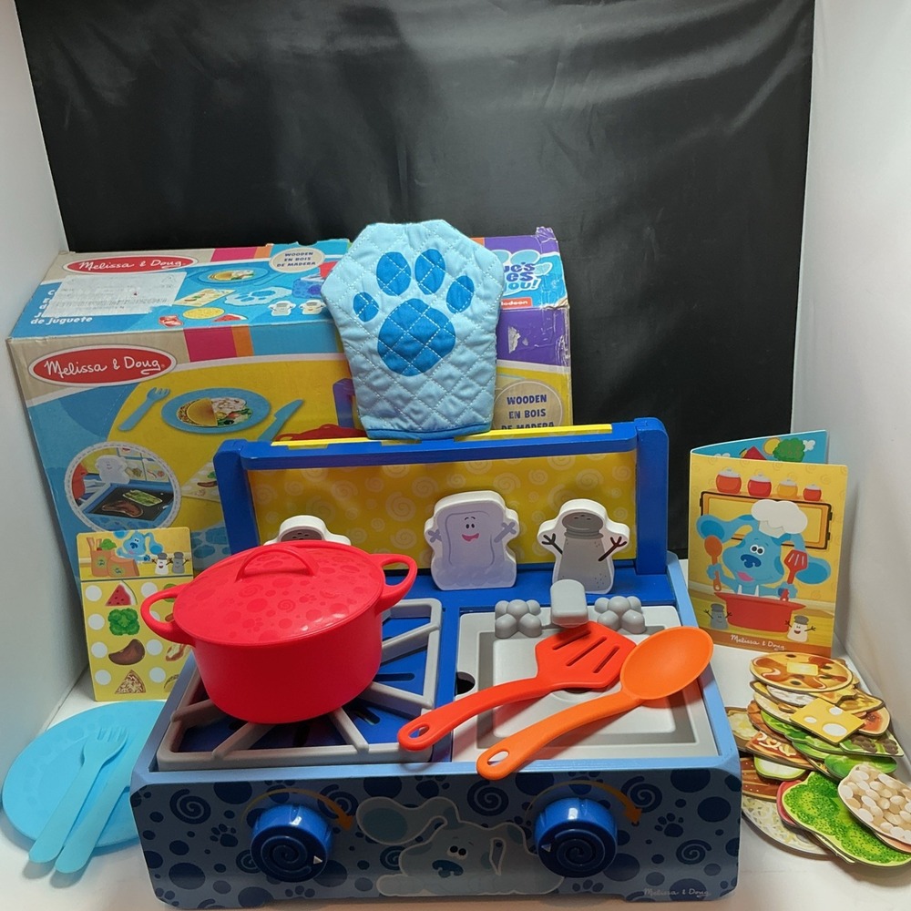 Melissa & Dough Blue's Clues & You. Wooden Cooking Play Set W/ Food, Accessorie